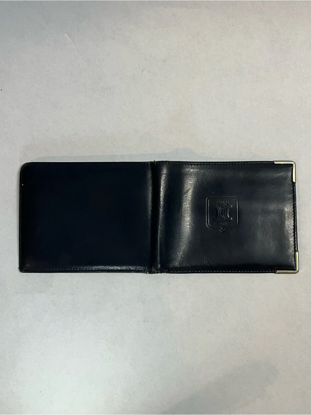 Celine Vintage Blason Black Leather Bifold Wallet